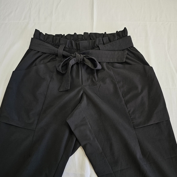 Athleta skyline paper bag waist pants size 2 petite black pants with Belt - Picture 4 of 14